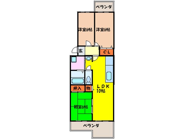 ハイツキャスティーB棟の物件間取画像